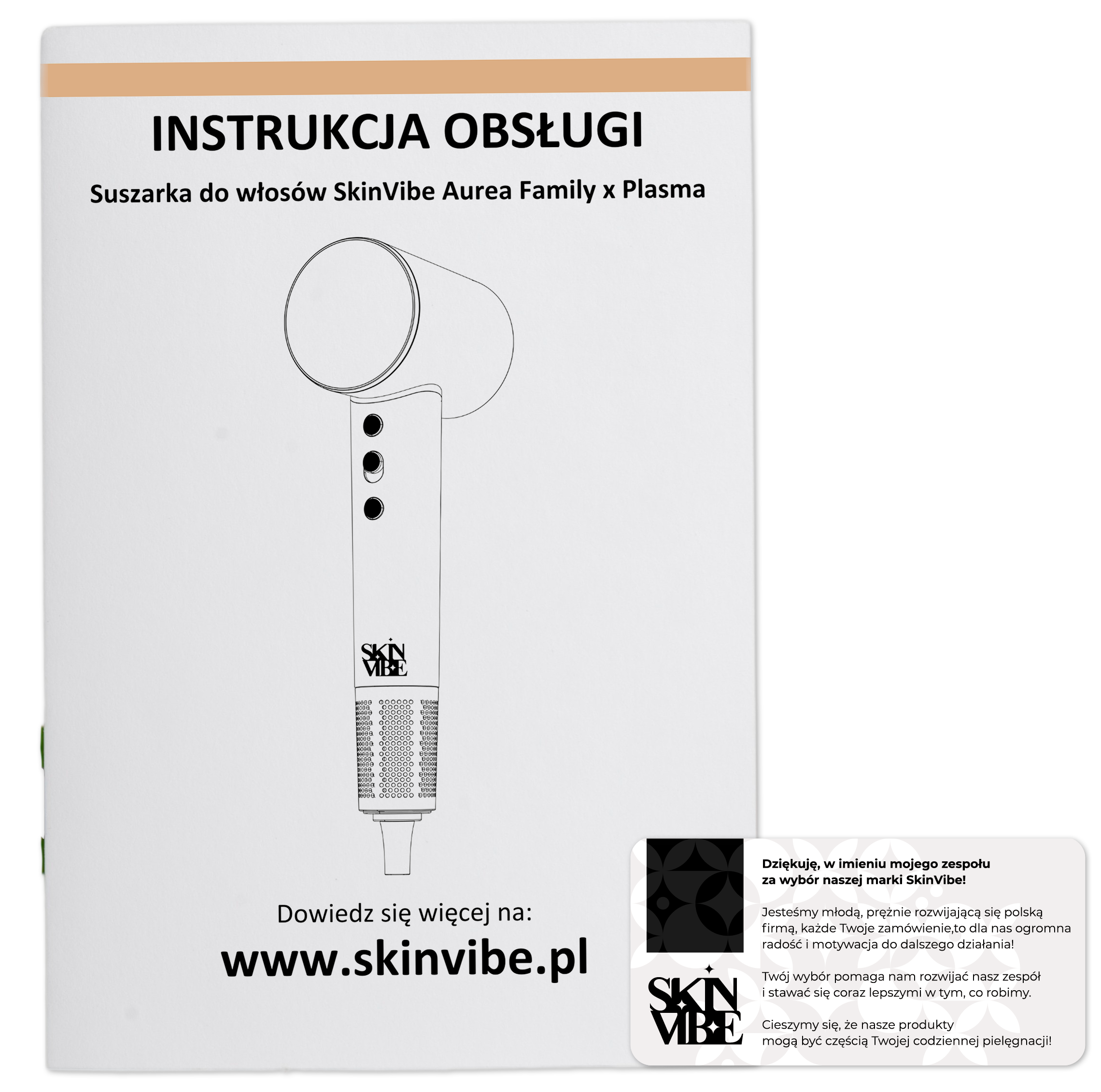 Instructions for using the device + a thank you card