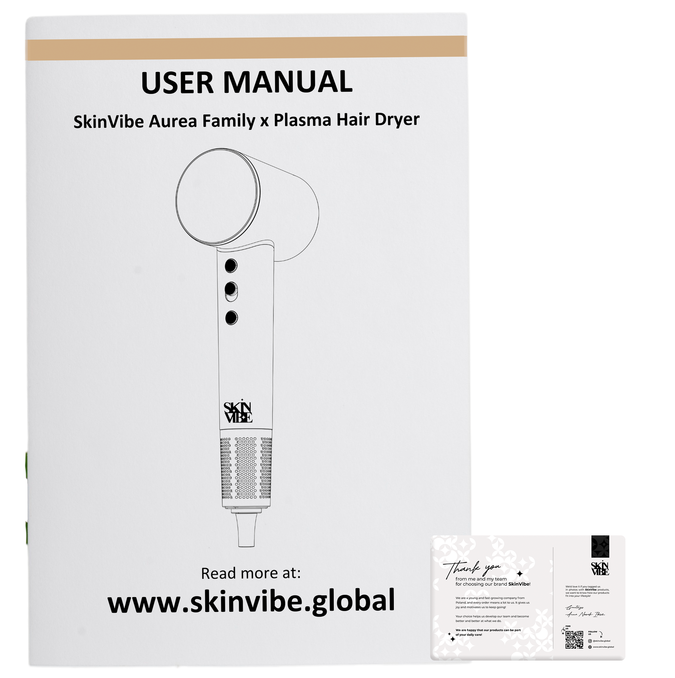 Device user manual + thank you card