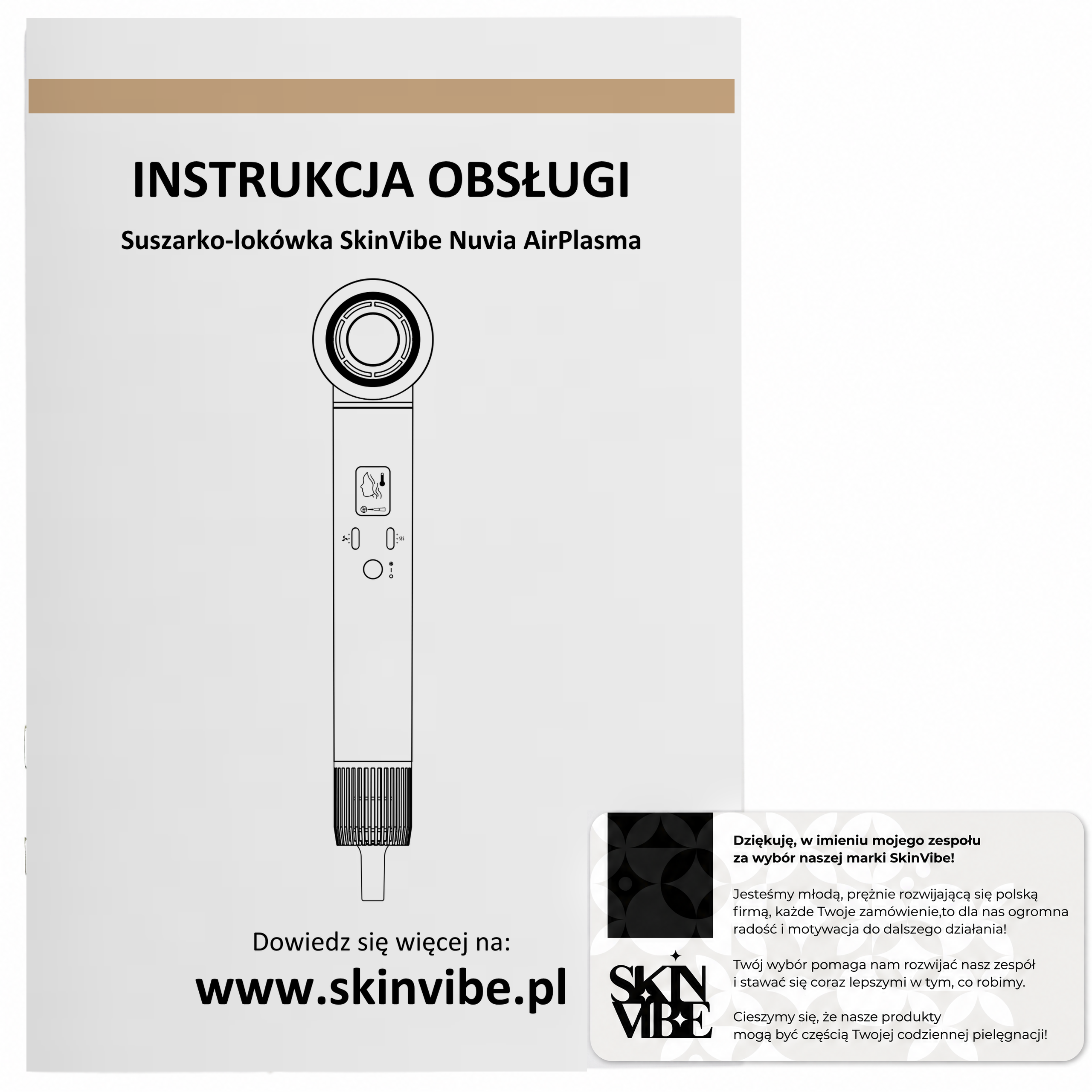Instrukcja obsługi + kartka z podziękowaniem